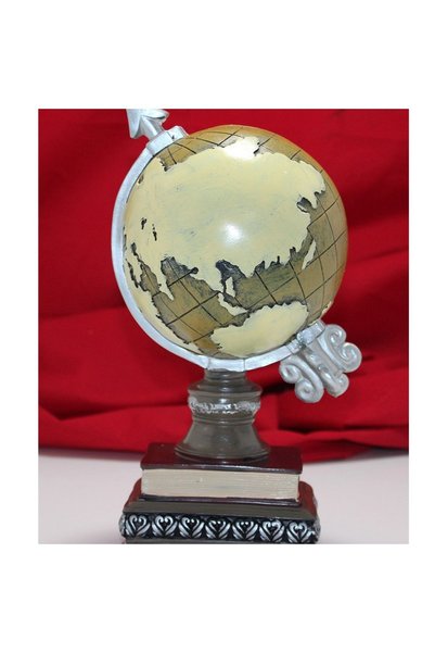 hediyesahibi World Globe Model Decorative Clock Piggy Bank Figurine