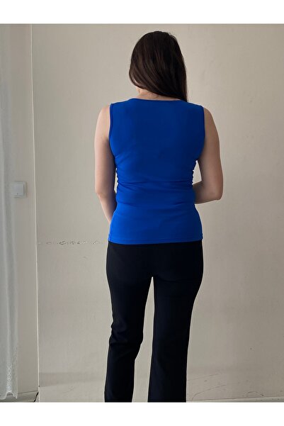 Fendimod Kadın Kalın Askılı Kolsuz Likralı Bluz