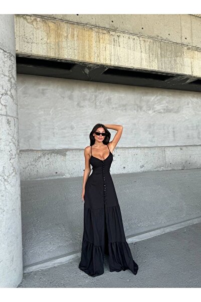 Butik Askılı Maxi Boy Keten Elbise