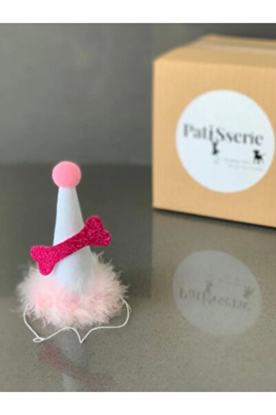 Patisserie Store قبعة عيد ميلاد/حفلات للكلاب باللونين الوردي والأبيض