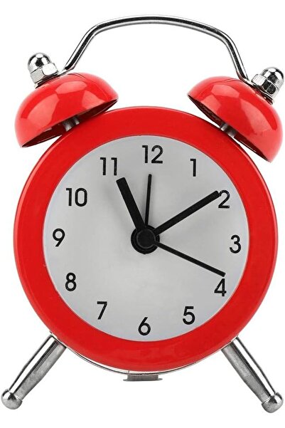 JujiKırtasiye Mini Kırmızı Masaüstü Metal Çalar Saat