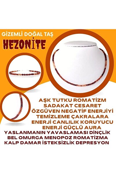 GİZEMLİ DOĞAL TAŞ Gizemli Doğaltaş Lal Hessonit Bileklik Kolye Takımı (3 mm) ...