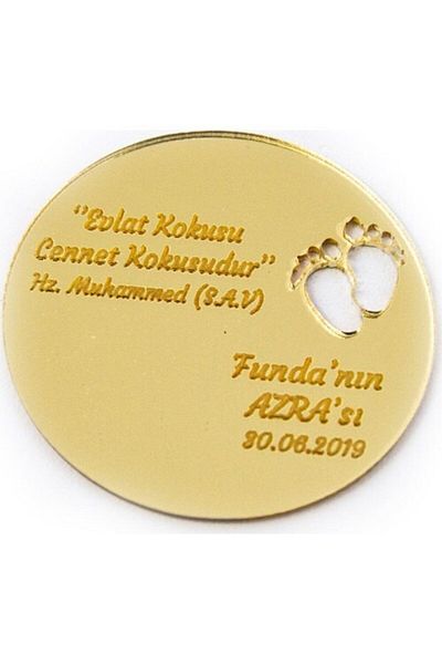 GÜNEŞ LAZER Sun Laser Promise Engagement Wedding Plexiglass Magnet Gold Color 25 Pieces