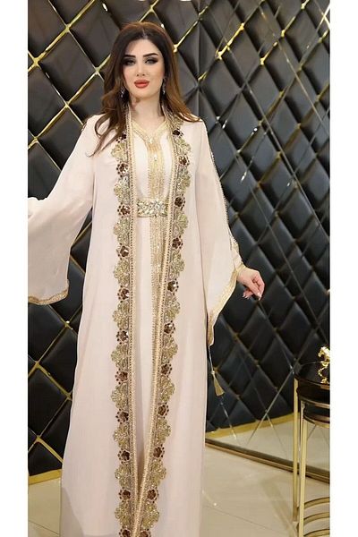 ZENABİYEM Zena Fashion Above 6 Dresses Abaya Gold Embroidered Belt Evening Dress Caftan Local
