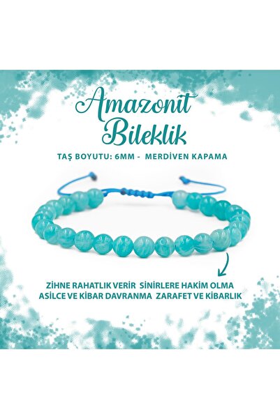 Deniz Doğal Taş Sertifikalı Amazonit 6mm Merdiven Kapama Doğal Taş Bileklik