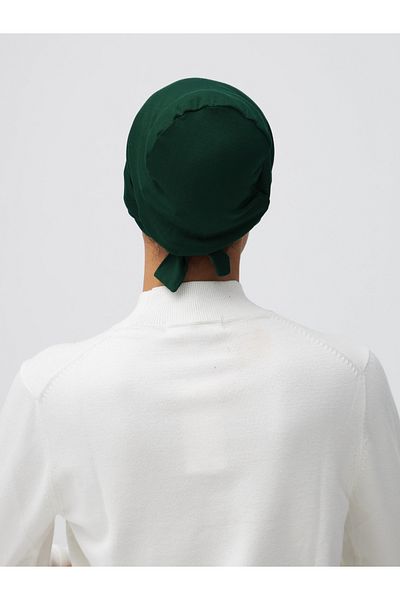 Femple Modest Pine Green Plain Bonnet Underscarf - with Tie