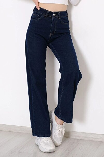 SHEVEGA Navy Blue Wide Leg Loose Palazzo Jean Jeans