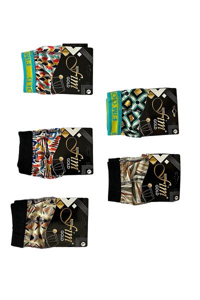 FİM GOLD Pack of 5 Colorful Patterned Men's Boxer Underwear
