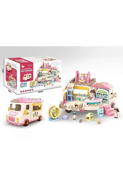 Vardem Animal Caravan with Accessories and Sound - Openable and Foldable Caravan