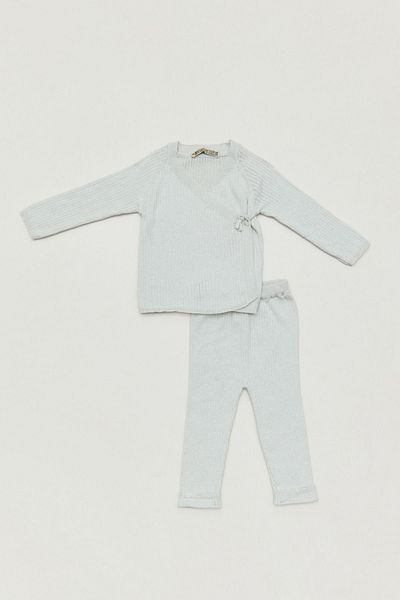 Fulla Moda Ribbed Double Breasted Collar Girl's Suit