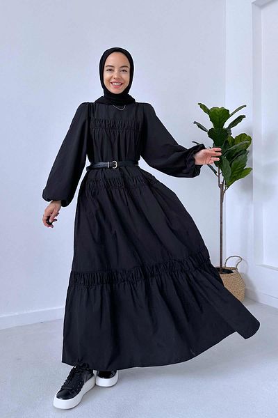 Ka Hijab Άνετο Hijab Φόρεμα Poplin - Μαύρο