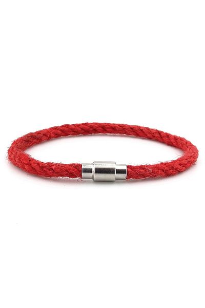 Solfera Men's Bracelet M053B - Red Rope Metal, Magnet Single Row