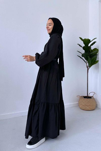 Ka Hijab Άνετο Hijab Φόρεμα Poplin - Μαύρο