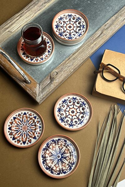 tabakevi TABAK EVİ Stoneware Mozaik Red Sefa 6 lı Çay Tabağı 10cm