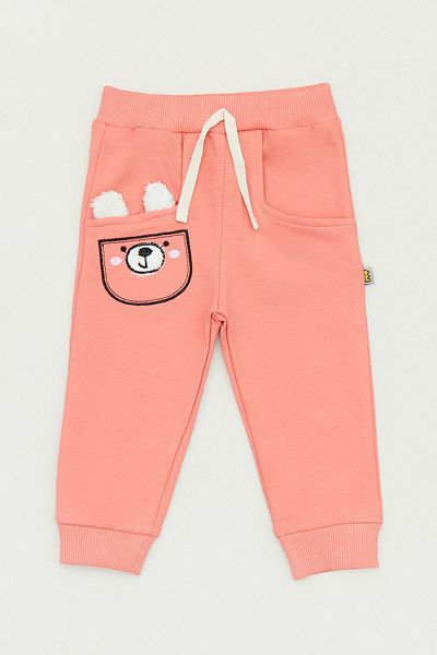 Fulla Moda Teddy Bear Embroidered Girls' Sweatpants with Elastic Legs