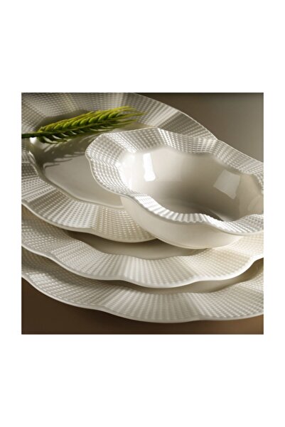 Kütahya Porselen Milena 24 Parça 6 Kişilik Krem Yemek Seti