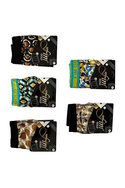 FİM GOLD Pack of 5 Colorful Patterned Men's Boxer Underwear