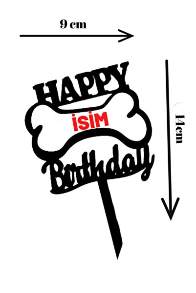 Patisserie Store Köpek Pastası Süsü "ismini Kendin Yaz"(3 MM PLEKSİ) Parlak S...