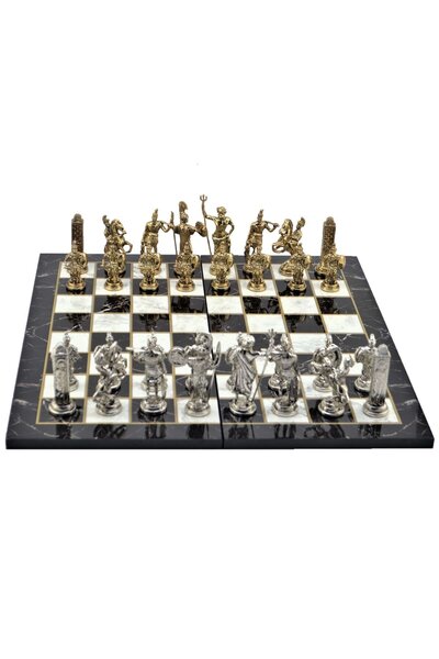 Gift Home Gifthome, Metal Satranç Takımı / Seti; Battal,yunan,parlak, Kat.mer...