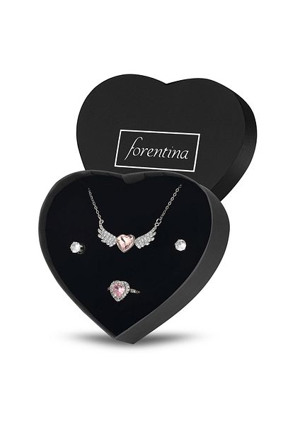 Forentina Heart Angel Necklace and Earring Ring Set - Gift PS3678