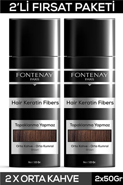 Fontenay Saç Dolgunlaştırıcı Keratin Fibers Orta Kahve Topik Saç Tozu 50gr X2