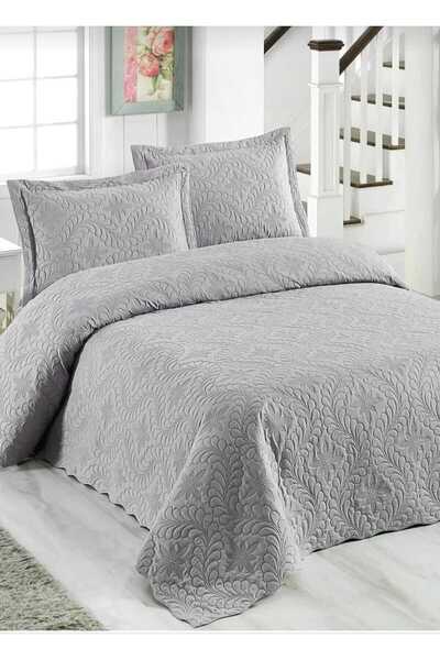 bursa çeyiz Çift Kişilik 3 Parça Sarmaşık Desen Microfiber Kapitone Yatak Örtüsü