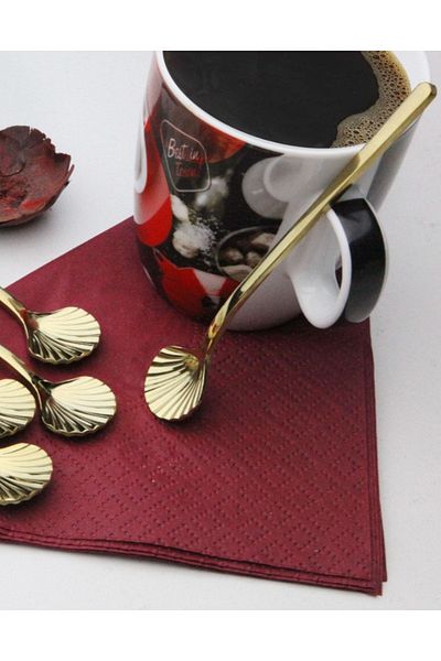 ÖzSa Home 6 Pieces Luxury Gold Teaspoon Coffee Nescafe Presentation Jam Spoon Set Boxed 12cm 18/10 Stainless Steel
