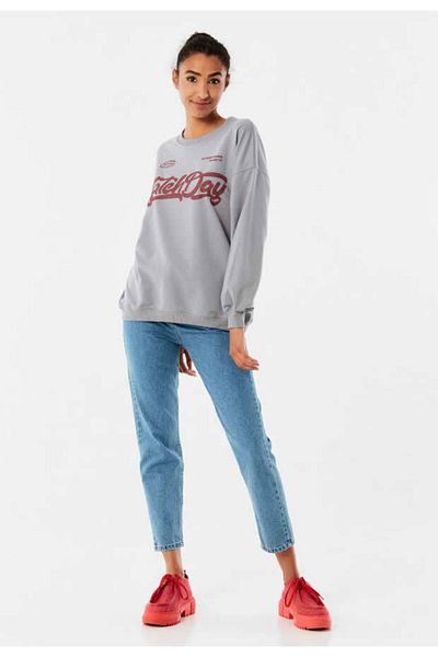 Fulla Moda Φούτερ με στάμπα Crew Neck Oversize