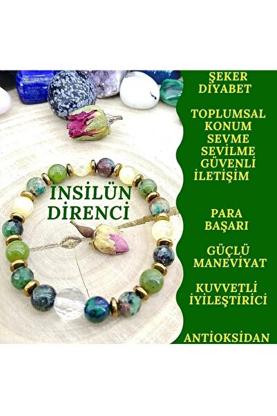 GİZEMLİ DOĞAL TAŞ Gizemli Doğal Taş Bileklik (8 mm) Şeker Anksiyete Bereket B...