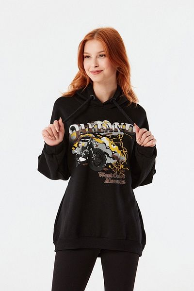 Fulla Moda Hanorac oversize cu glugă imprimat