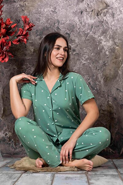 CALİA Γυναικείο Σετ Πιτζάμες με κοντό μανίκι από ύφασμα Milan με κουμπιά ΝΕΑ ΣΕΖΟΝ