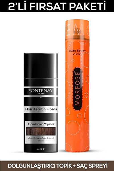 Fontenay Saç Dolgunlaştırıcı Keratin Fibers Orta Kahve Topik Saç Tozu 50gr + ...