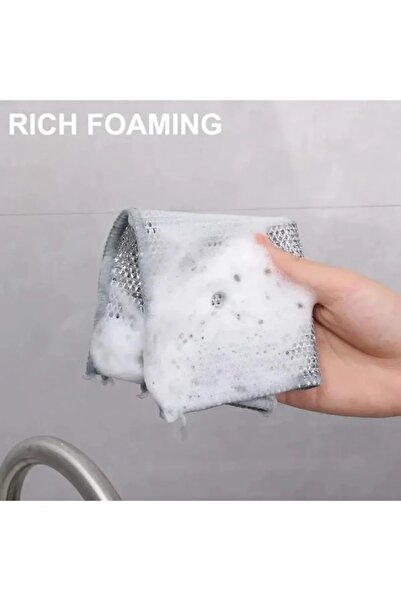 Ecolux 3 Adet Inox Tel Bez Bulaşık Bezi, Zor Kir Bezi, Mutfak Banyo Bezi Çift Katlı Çok Amaçlı Bez