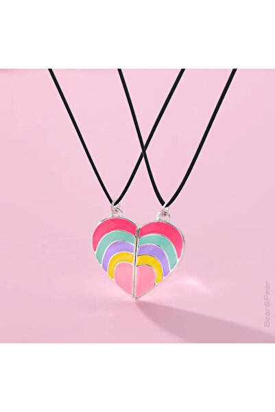 BearPear 2'li Mıknatıslı Kalp Kolye Best Friends Kolye