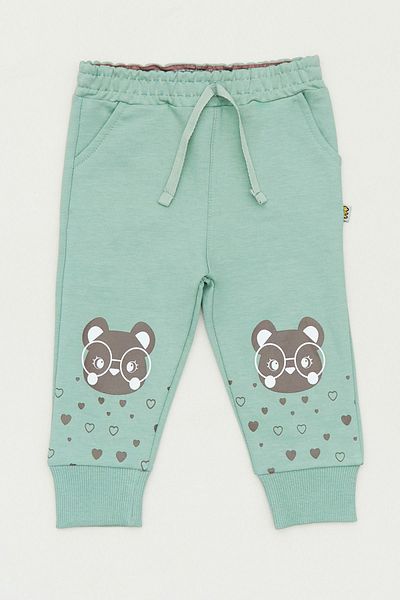 Fulla Moda Teddy Bear Printed Girls' Sweatpants with Elastic Legs