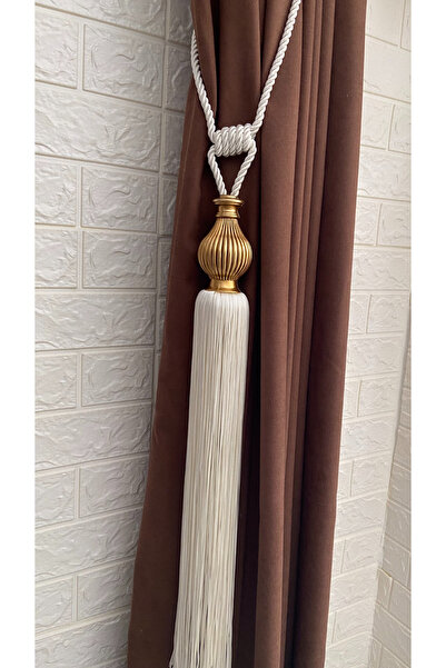 Helezoni Perde Aksesuarı Püsküllü Braçol Çizgili Vazo Kornişe Takmatik 1 Adet