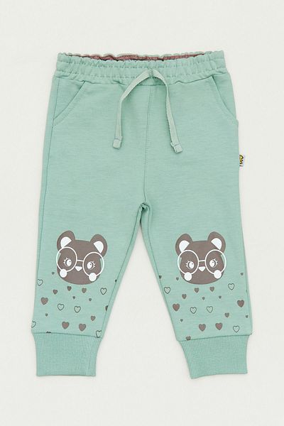 Fulla Moda Teddy Bear Printed Girls' Sweatpants with Elastic Legs