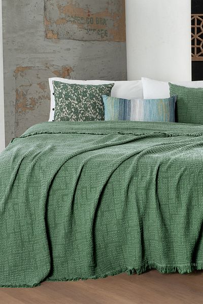 Sarev Light Green Double Cotton Bedspread - Cher