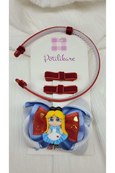 Alice Harikalar Diyarında Figürlü Kız Çocuk Toka Set