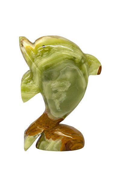 Oniks Yunus Balığı Biblo - Doğal Taş Hayvan Fiğür - 6 inç