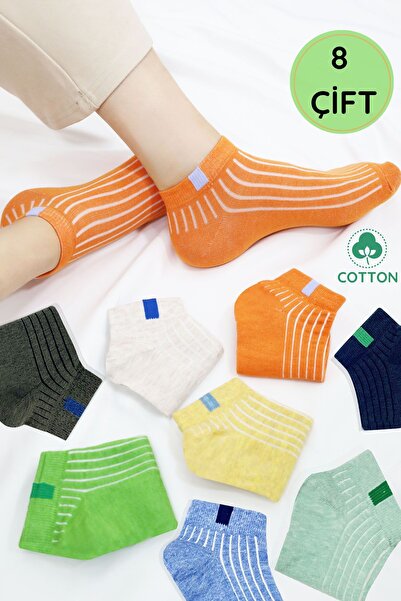 KRAL SOCKS 8 perechi de șosete de damă, cu modele, șosete scurte de vară