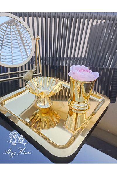 AYZ HOME 21*21 Presentation Tray - Turkish Delight and Rose Bucket Velvet Rose Set (Promise, Engagement, Promise, Coffee Presentation)