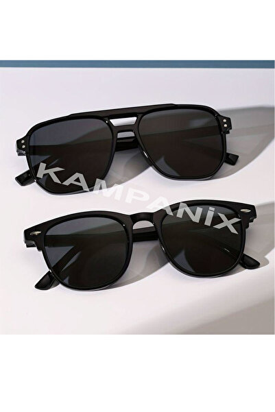 KAMPANİX نظارات شمسية للجنسين من نيو سيزون مكونة من قطعتين باللون الأسود المت...