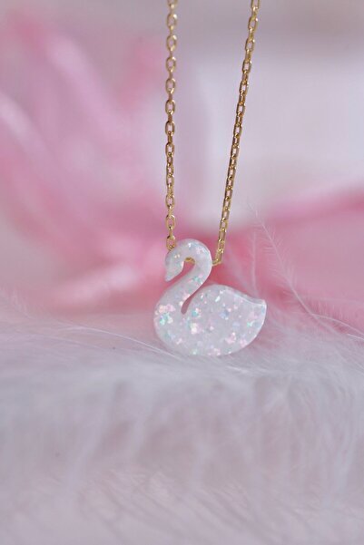 AŞIK ACCESSORIES Opal Taşlı Kuğu Kolye - Doğal Taş 925 Ayar Gümüş