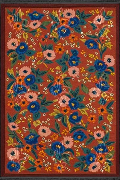 Rugs Modern Halı قاعدة منسوجة بنمط نباتي زهري برتقالي وسجادة قابلة للغسل MYTH48
