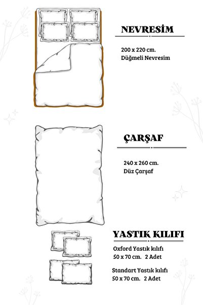 shi Springday 100% Cotton Satin Embroidered Duvet Cover Set | Double | 6 Pieces | Boxed Dowry Set