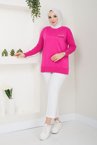 Pamuk Butik Pulover din tricotaje de buzunar mercerizat cu fir rece