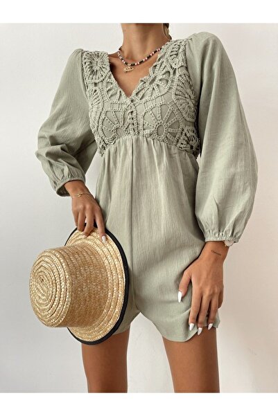mondebutik Güpür İşlemeli Şort Tulum