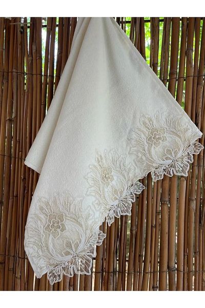 Modares Store Velvet Sarem Hand Towel - French Lace, Cream