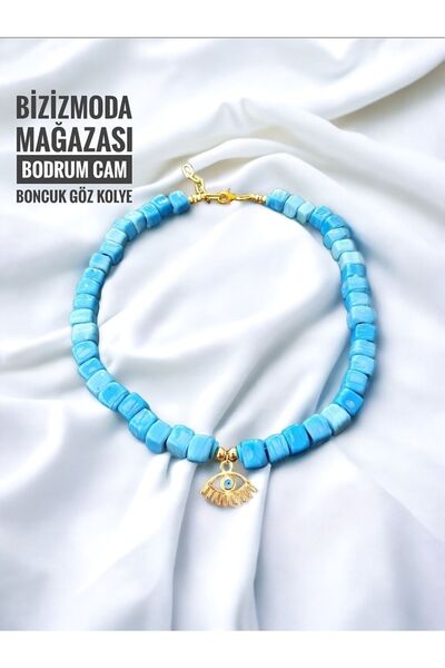 bizizmoda Mavi Cam Boncuk Bodrum Boncuk Nazar Boncuk Göz Kolye Nazar Boncuklu Kolye
